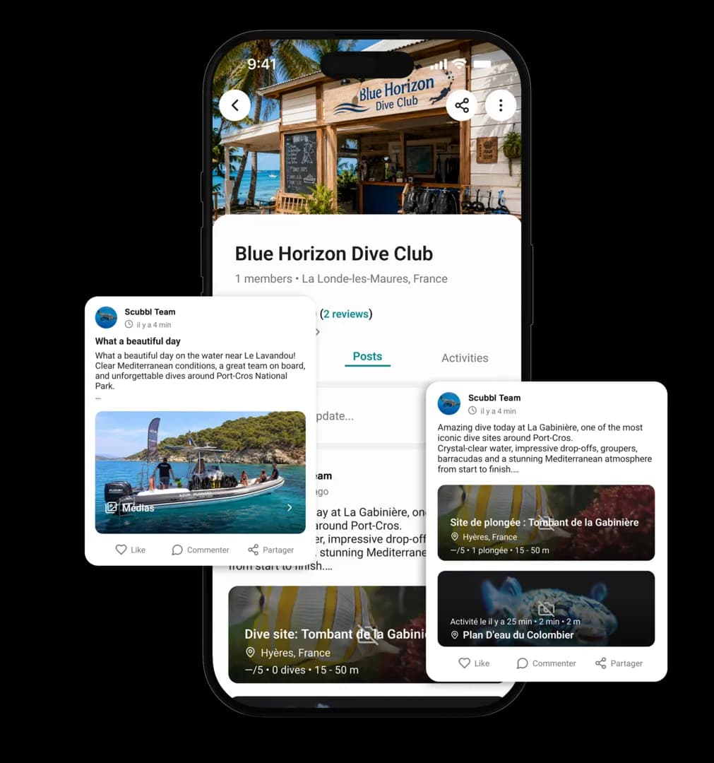 Publishing features to animate a club on Scubbl Pro
