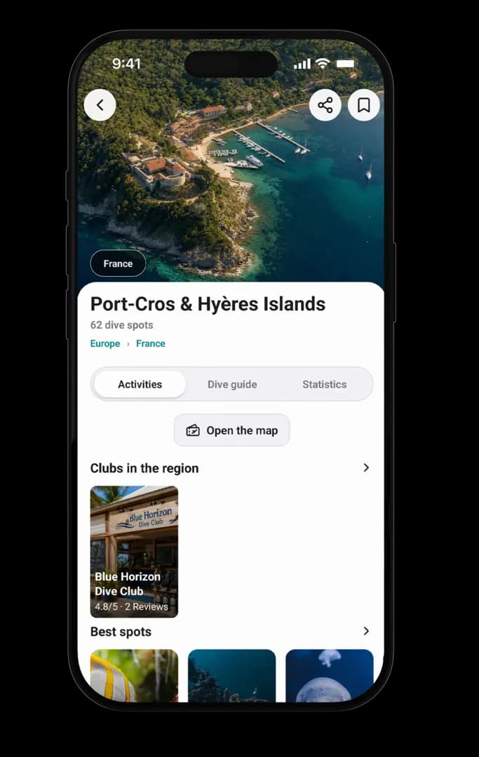 Regional promotion of dive clubs on Scubbl